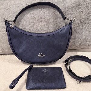 Coach Dark Purple and Light Gray Shoulder Bag Set